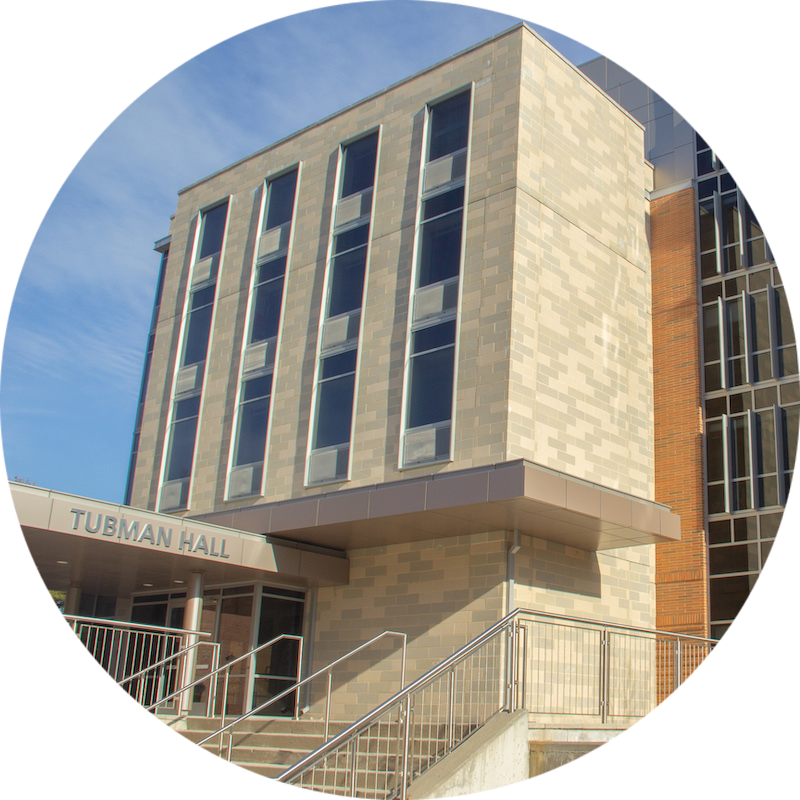 The exterior of Tubman residence hall
