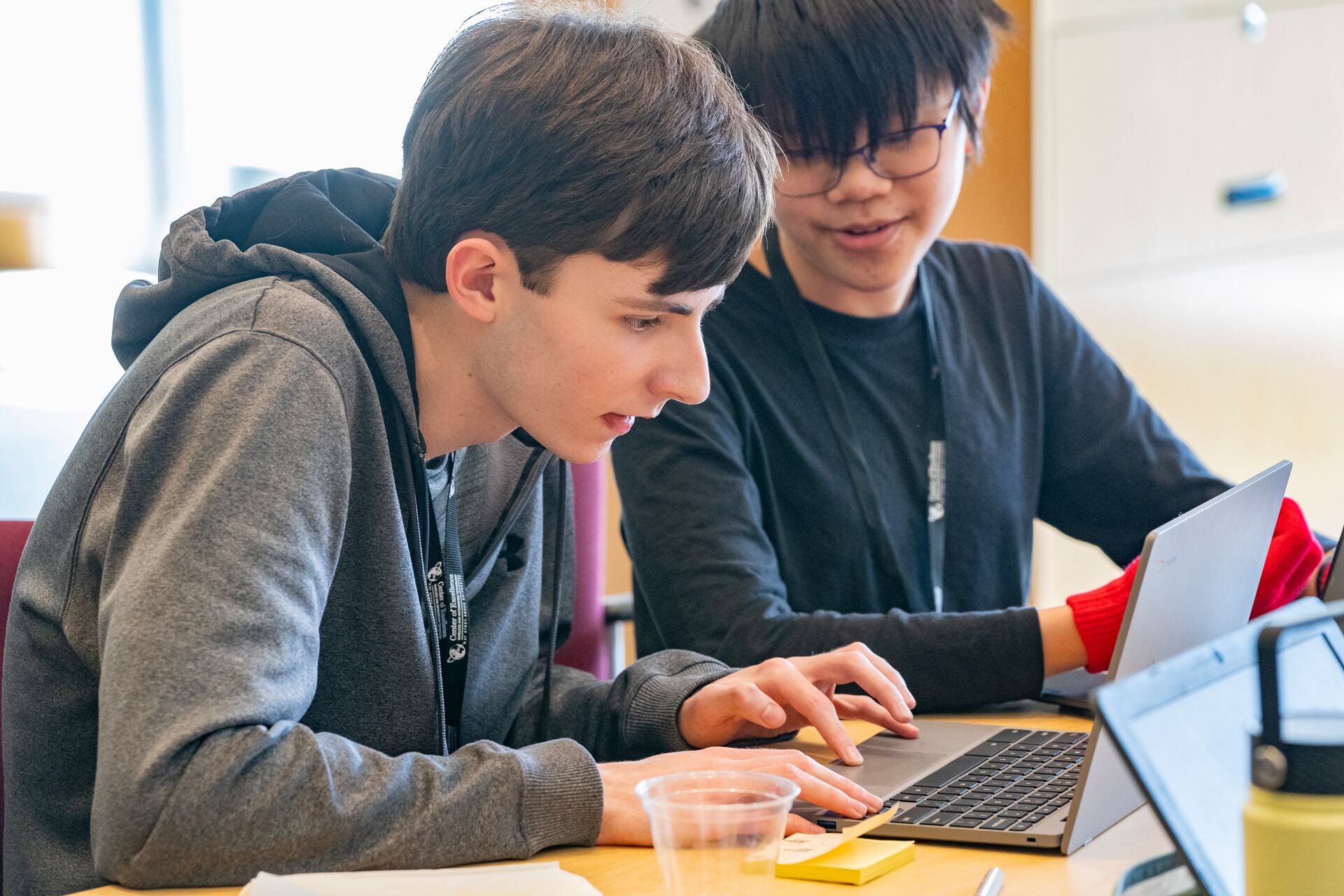 One student tutoring another student