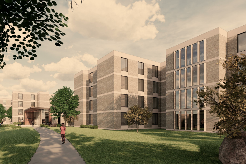 A rendering of a future Tabler Community residence hall.