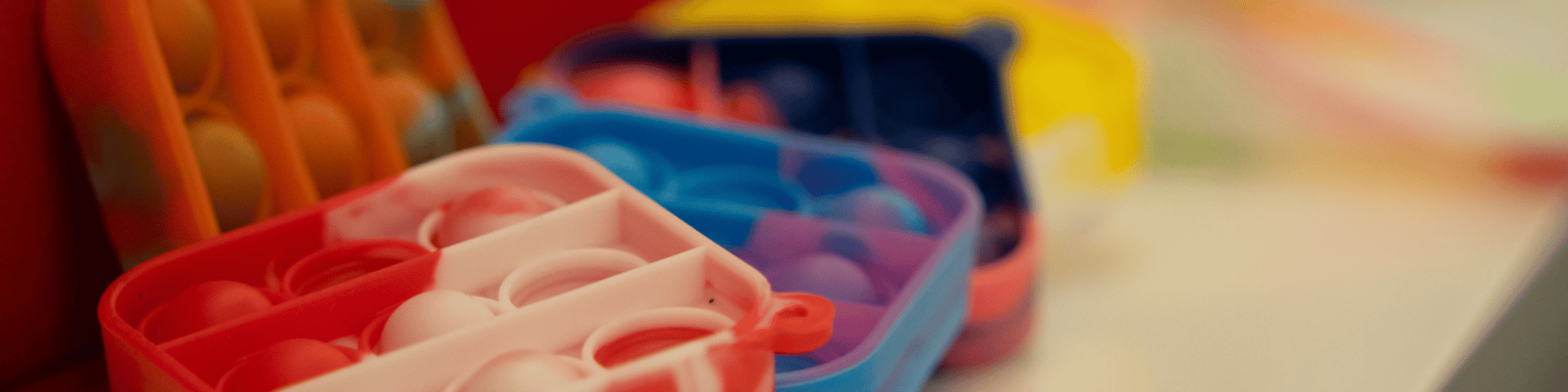 Multi colored rubber fidget squares