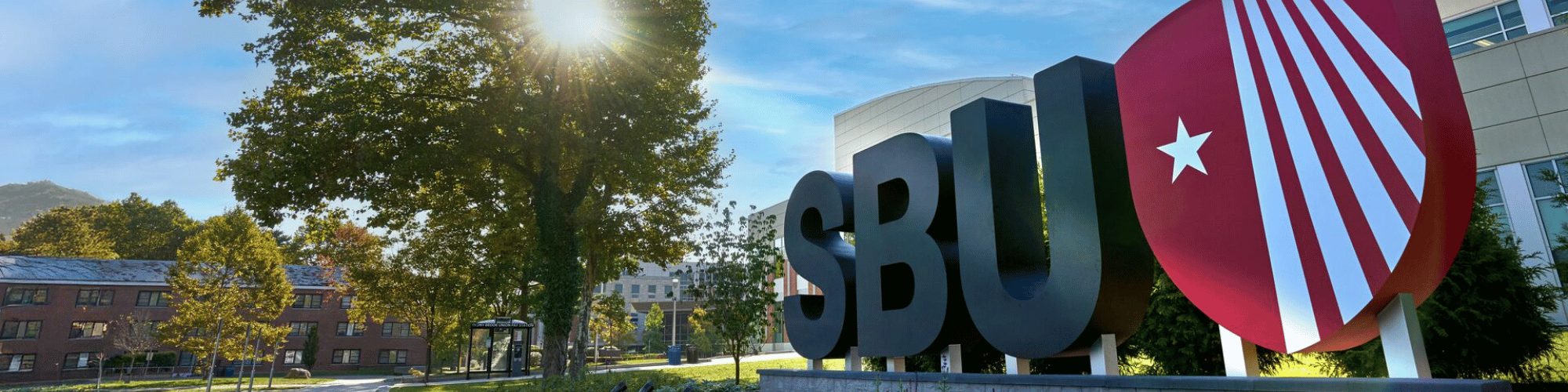 SBU Landmark Letters with the sun rising