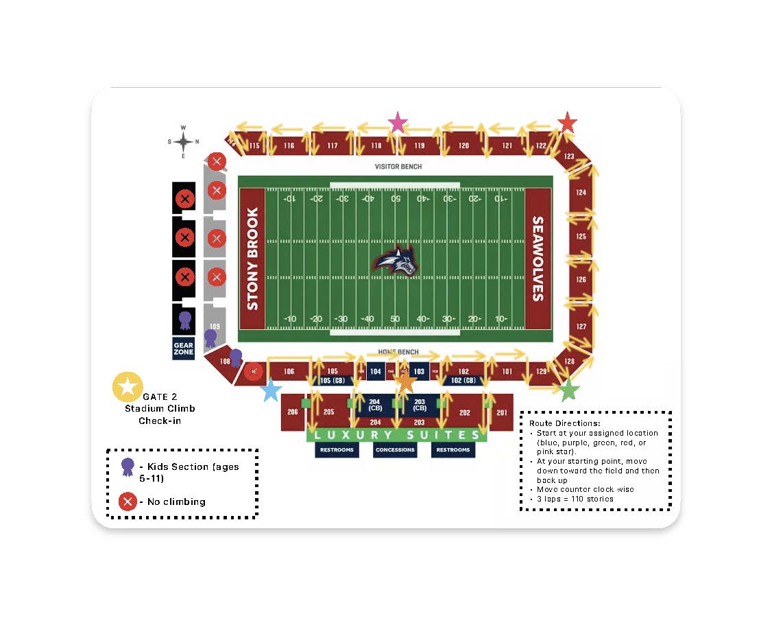 Map for stadium climb route