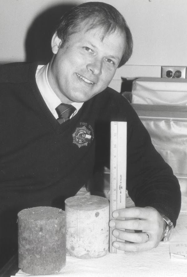 Frank Roethel with an ash block