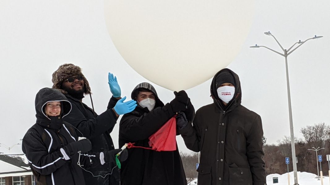 Students prepare to launch a radiosonde