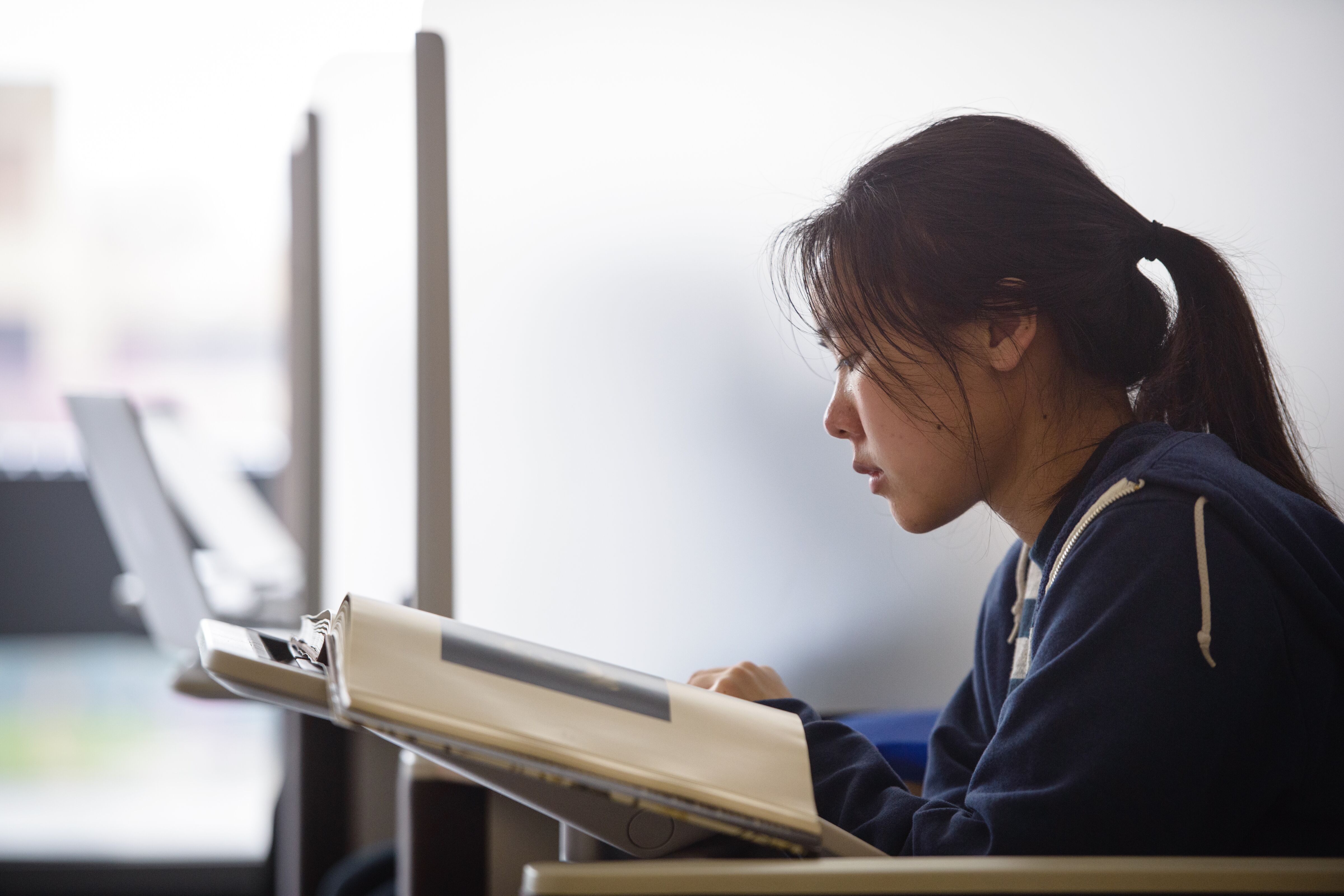 student using laptop
