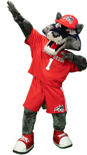 wolfie mascot with arms up