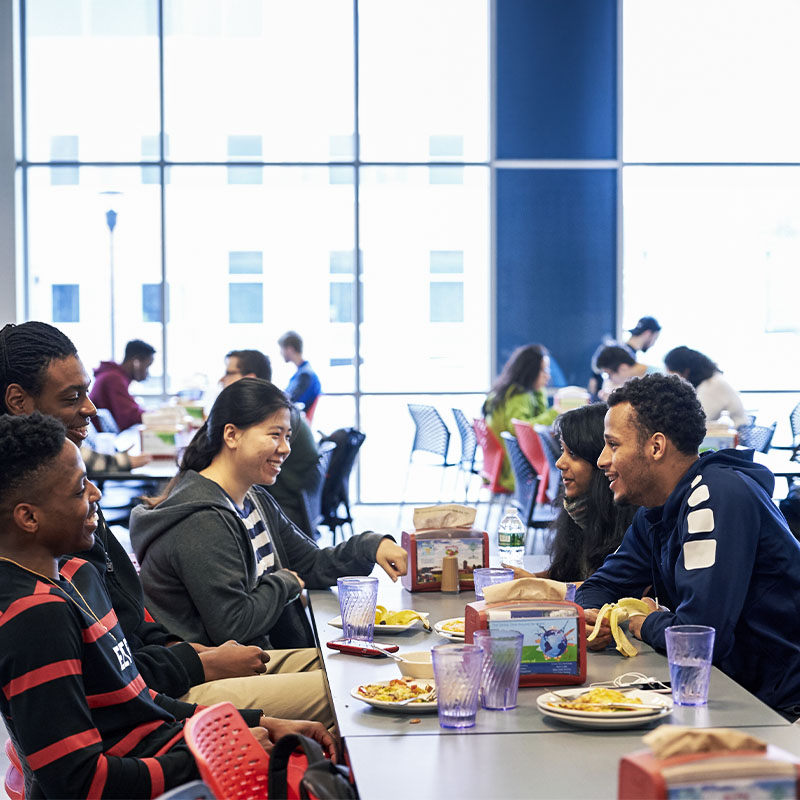 Students in a dining hall