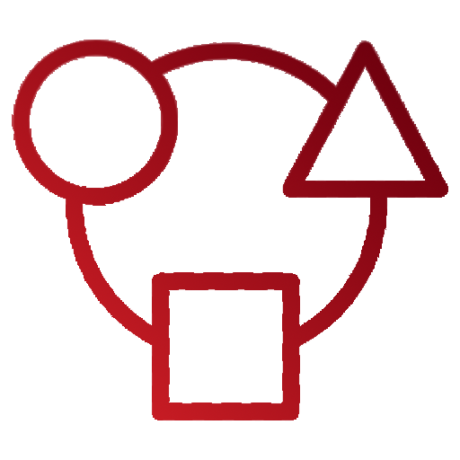 3 shapes (circle, square and triangle) connected with a larger circle between them