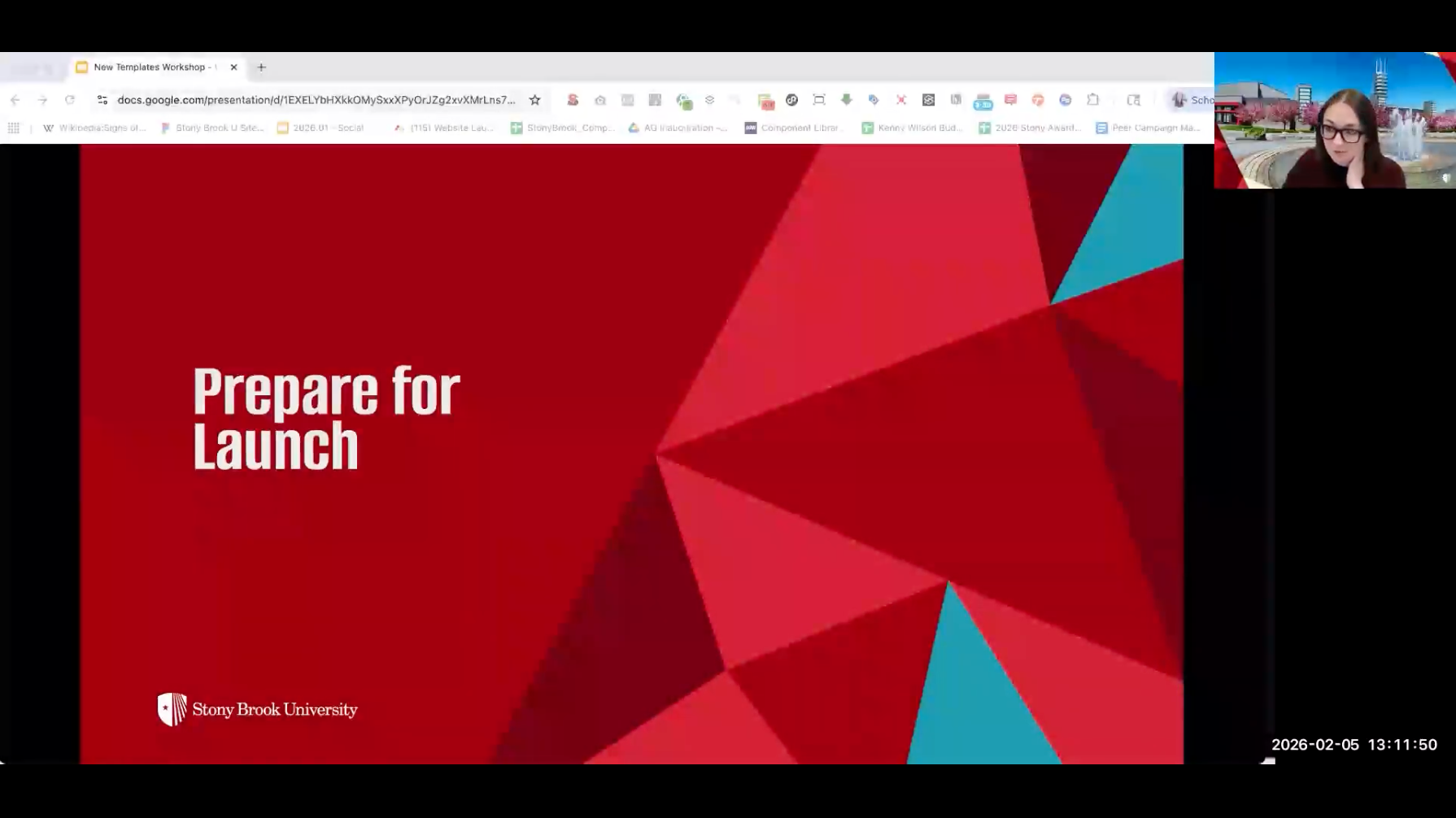 Screenshot of a presentation slide that says "Prepare for Launch." A presenter video thumbnail appears in the upper-right corner.