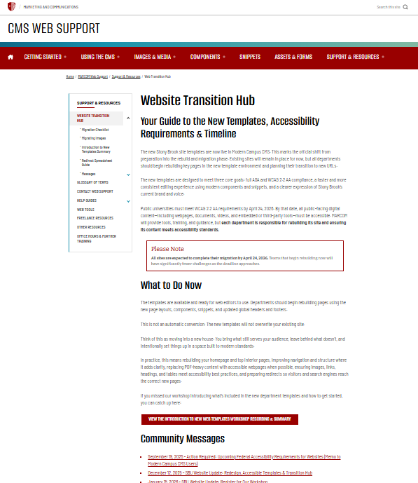 Screenshot of a page with a side nav layout. The header goes across the full width of the page, the side nav is on the left, and contained content is on the right.